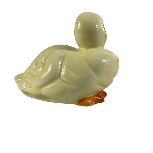 Vintage Ceramic Duck Figurine Pale Yellow with Orange Beak and Feet 4” x 2” x 3 - Picture 5 of 12